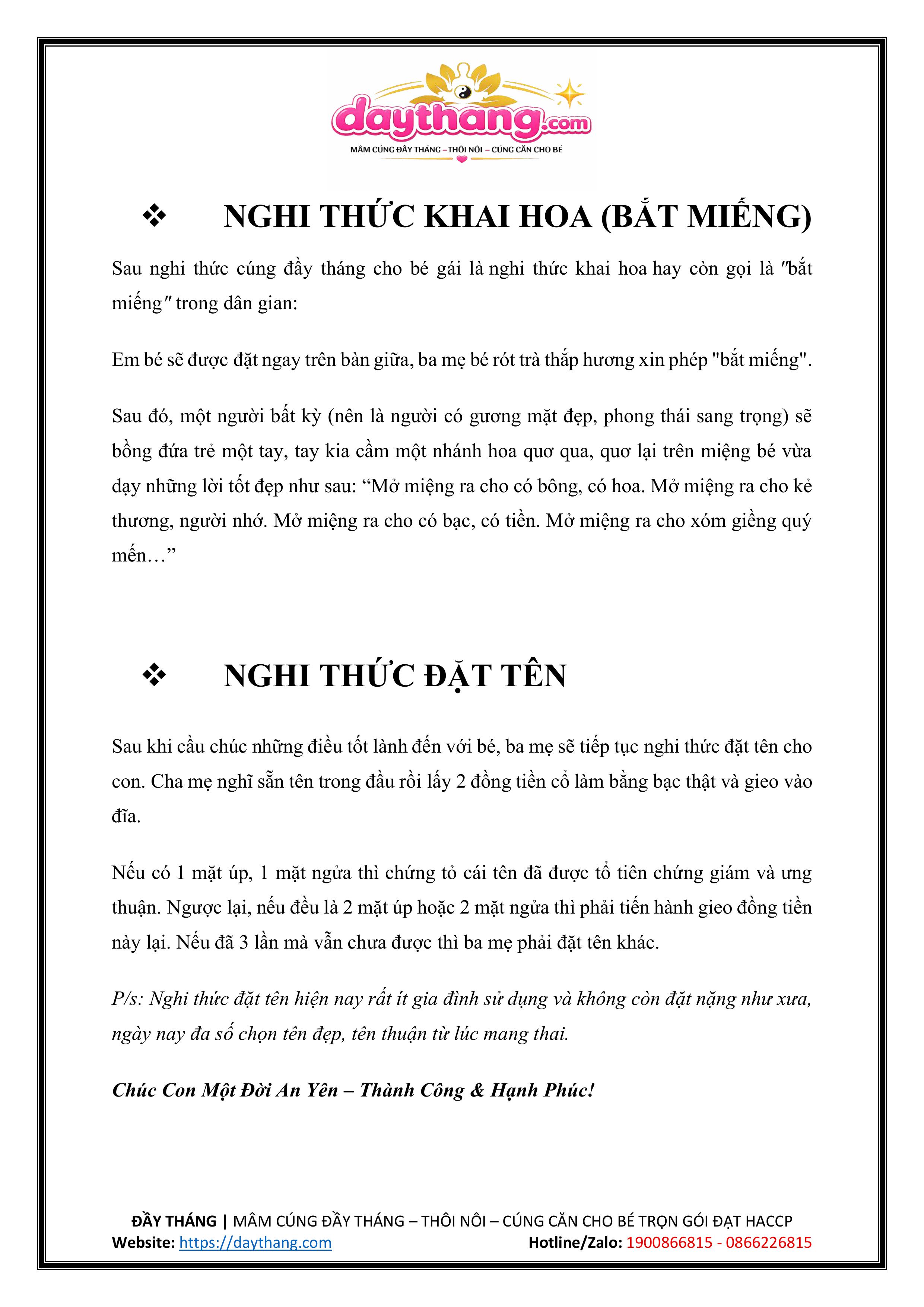 Khai hoa bắt miếng cho bé trong lễ đầy tháng thôi nôi