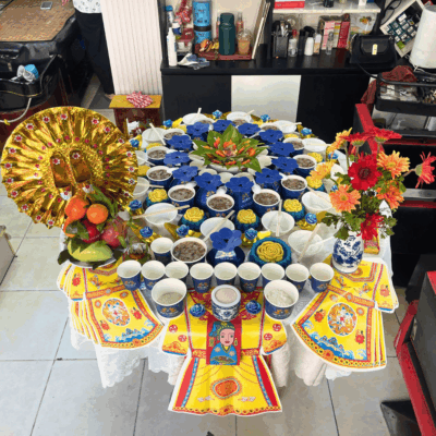 Mâm cúng chay đầy tháng bé trai