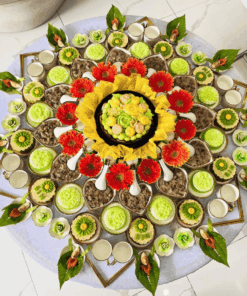 Mâm Cúng Đầy tháng dùng ly chén sứ