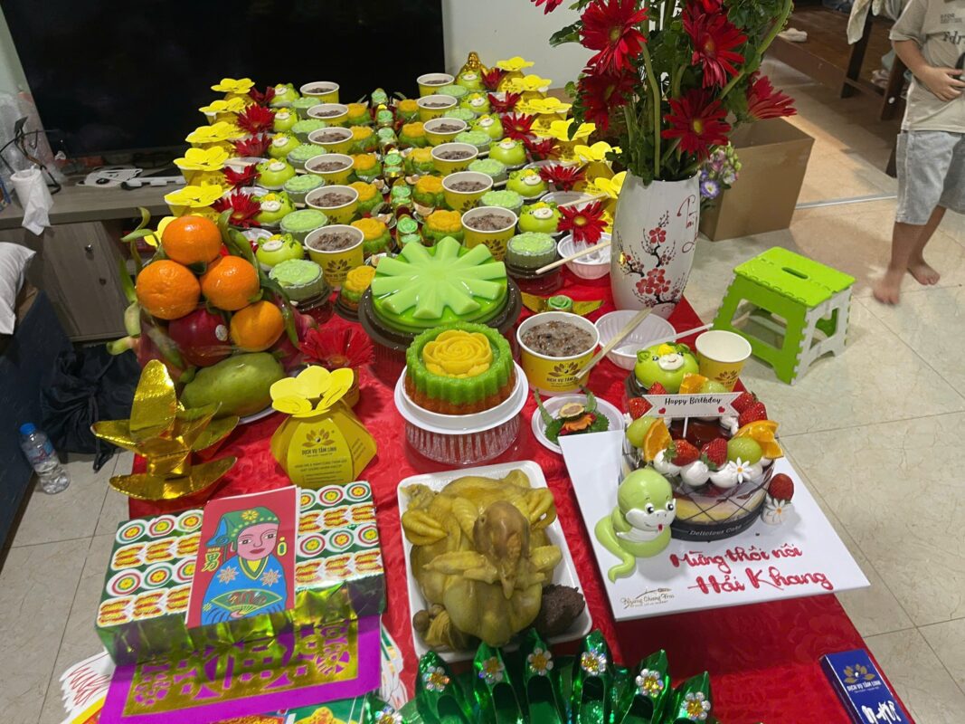 Mâm Cúng Thôi Nôi Hải Khang Tone Xanh Lá