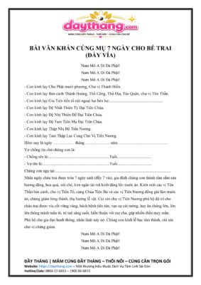 van khấn cúng mụ đầy vía 7 ngày